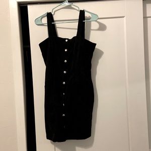 (Extra Small)Corduroy front button Pinafore mini dress